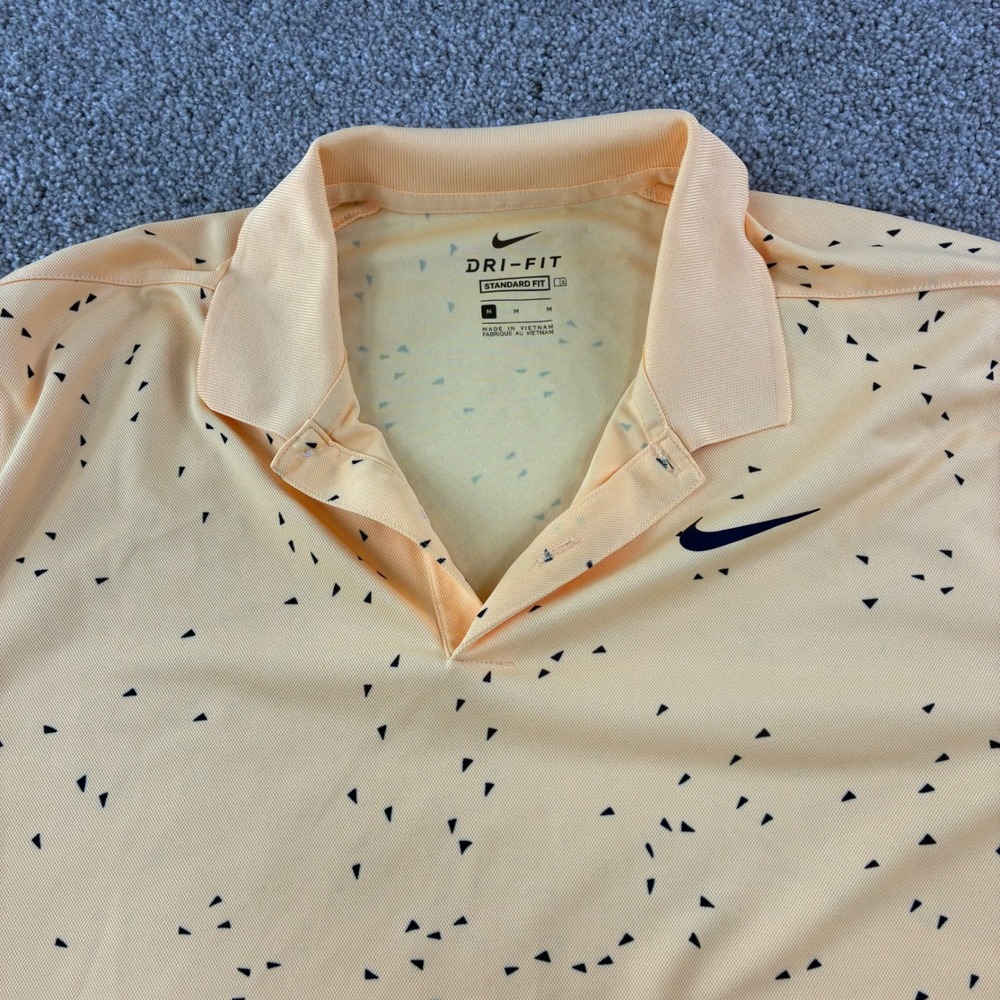 Nike Dri-FIT Mens M Butter Yellow Victory Triangle Micro Print Golf Polo Shirt